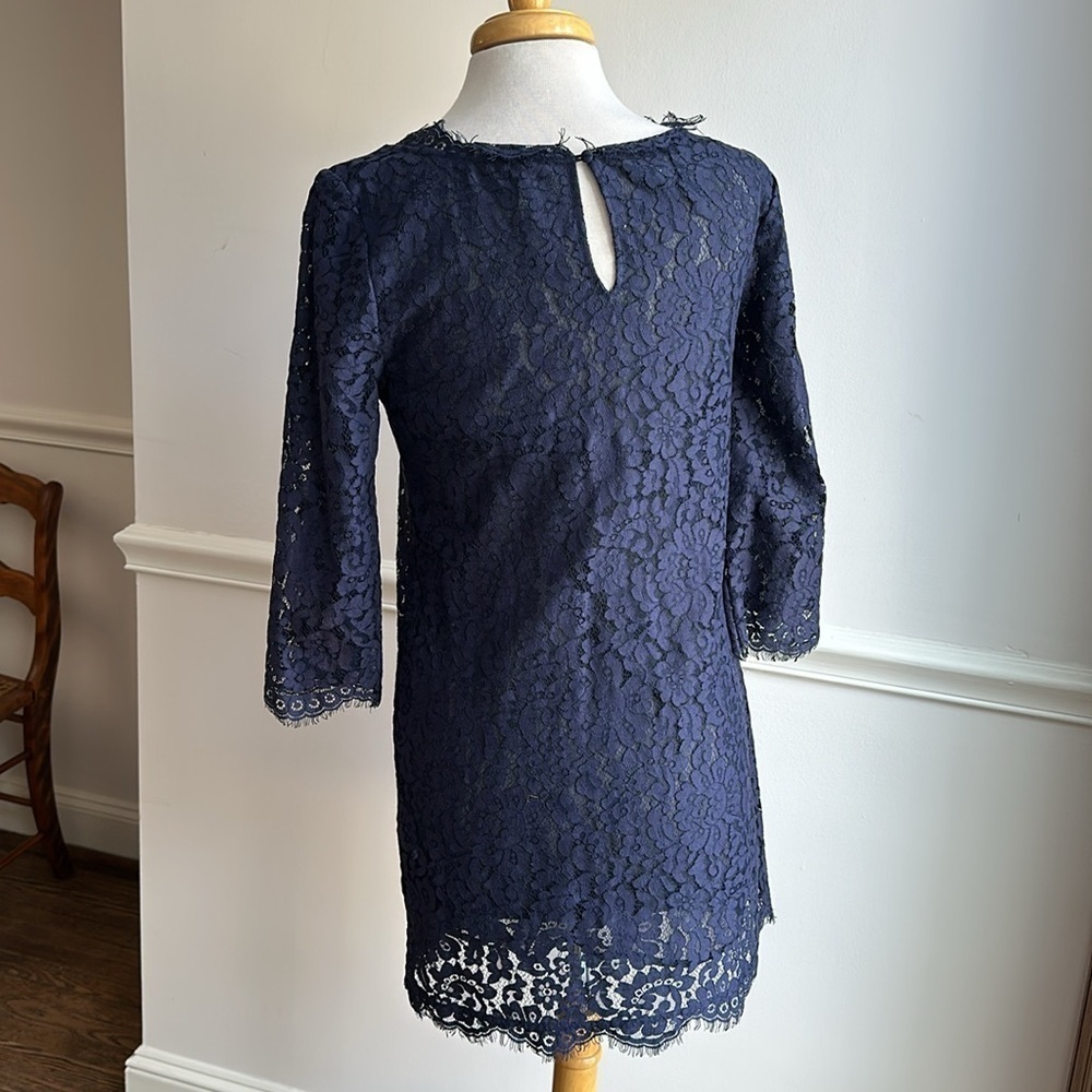 Joie Portia Lace Overlay Navy Blue Shift Dress small EUC - Picture 5 of 7